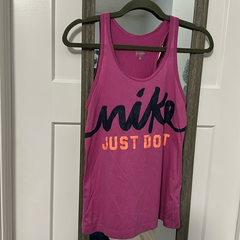 Nike pink racer back style tank top size small!